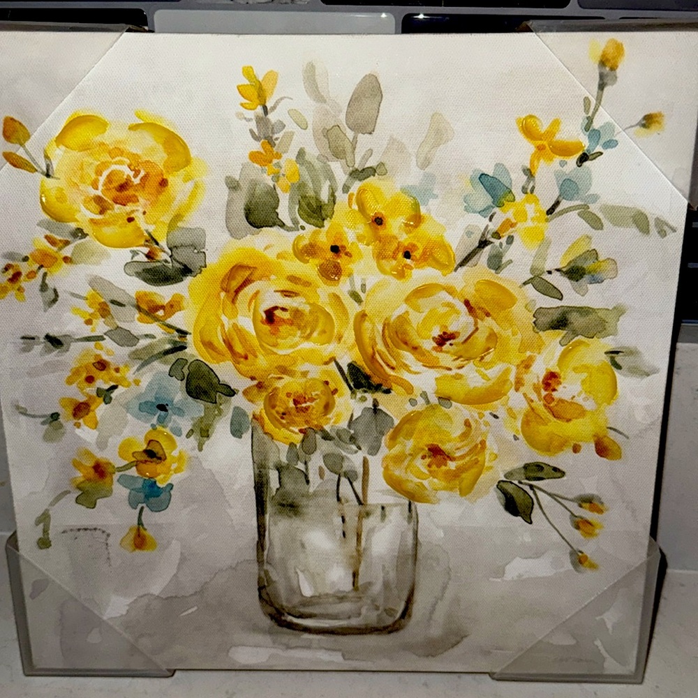 Yellow Sunshine Flowers 1 Wrapped Canvas